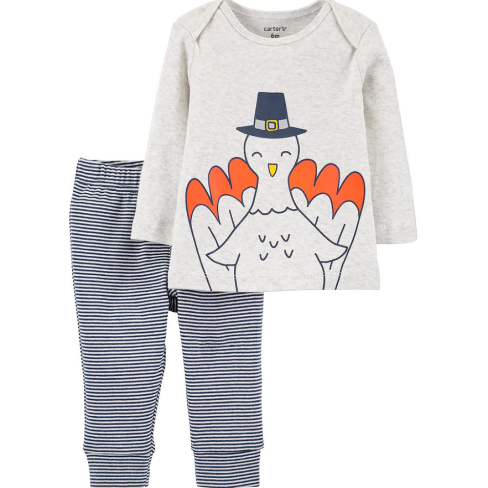 Carter’s 3 9 Months Baby Thanksgiving Turkey Top & Pants Set Holiday NWT